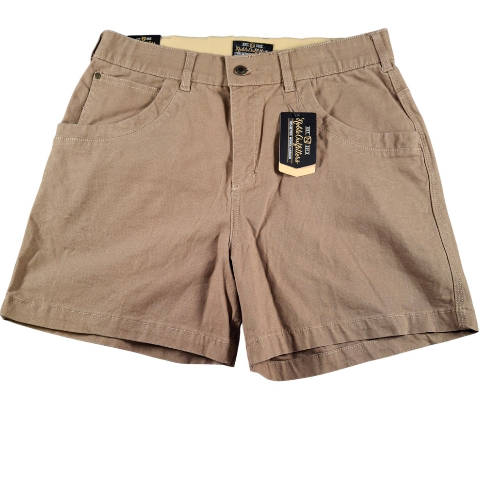 Noble Outfitters Tug-Free Womens Shorts Size 14 Tan Khaki Canvas Workwear NWT